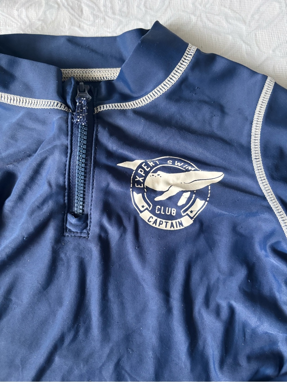 Carter's Navy Blue Long Sleeve Rashguard with White Trim - Picture 2 of 4